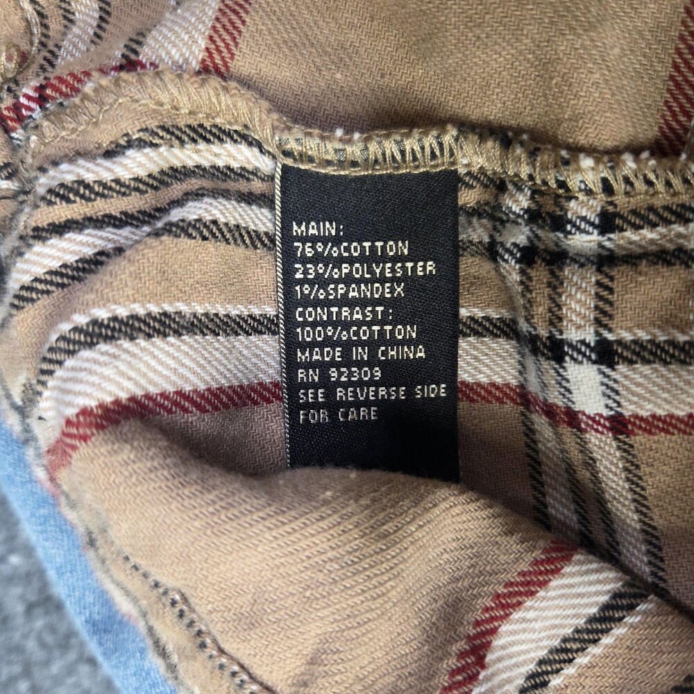 DG2 Diane Gilman Jacket Womens Large Denim Plaid Nova Contrast Hem Button Front - Picture 7 of 11